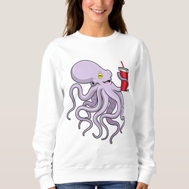 Octopus with Drinking mug Sweatshirt (Front)