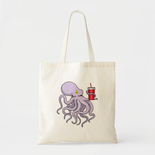 Octopus with Drinking mug Tote Bag (Front)