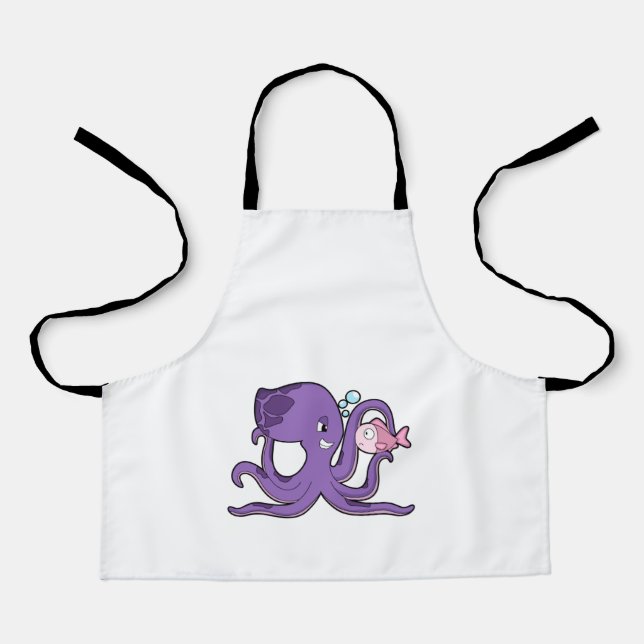 Octopus with Fish.PNG Apron (Front)