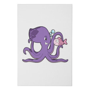 Octopus with Fish.PNG Faux Canvas Print