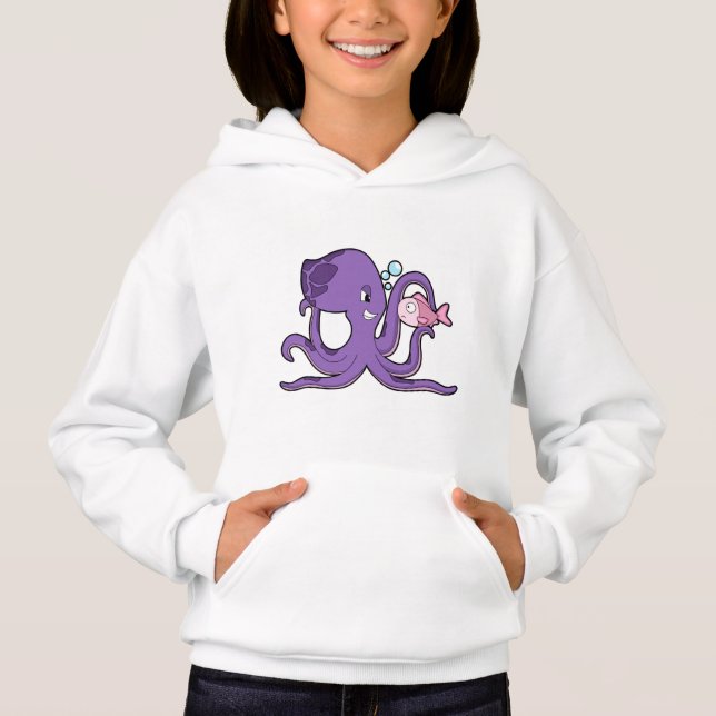 Octopus with Fish.PNG Hoodie (Front)