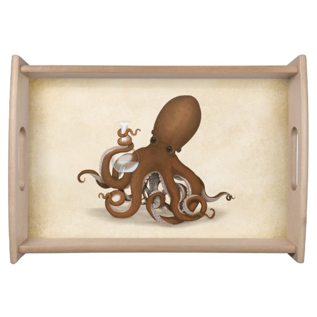 Octopus with Glass Flask Chemistry Science Lab Serving Tray (Front)
