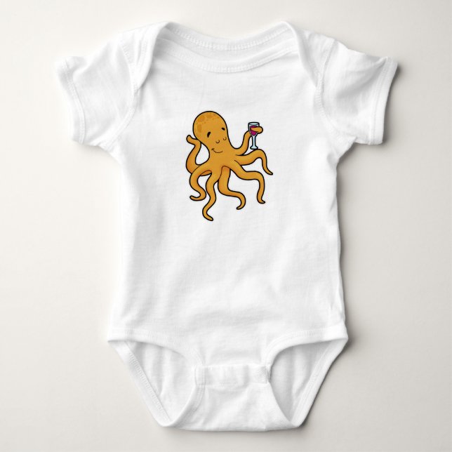 Octopus with Glass of Juice Baby Bodysuit (Front)