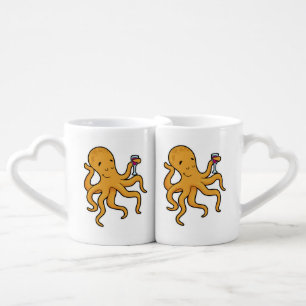 Octopus with Glass of Juice Coffee Mug Set