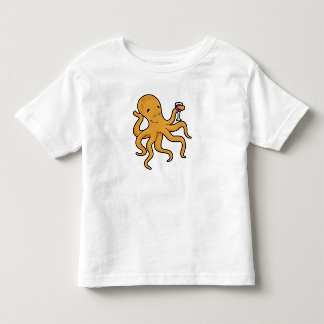 Octopus with Glass of Juice Toddler T-shirt (Front)