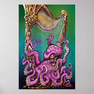 Octopus with Harp Poster