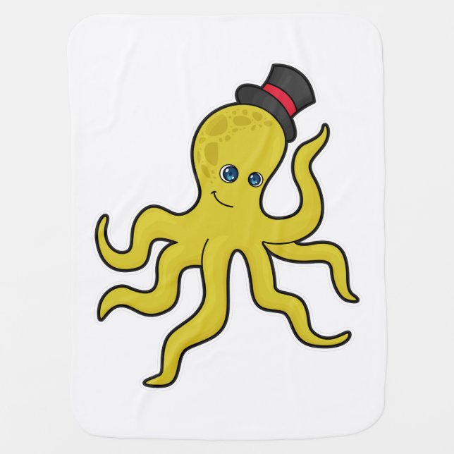 Octopus with Hat Baby Blanket (Front)