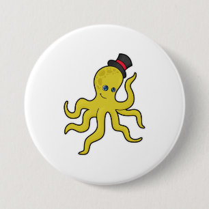 Octopus with Hat Button