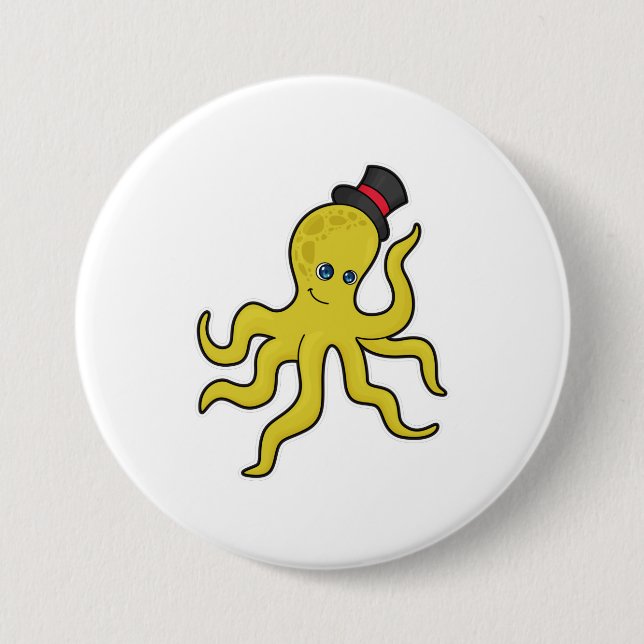 Octopus with Hat Button (Front)