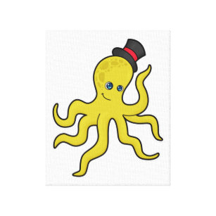 Octopus with Hat Canvas Print