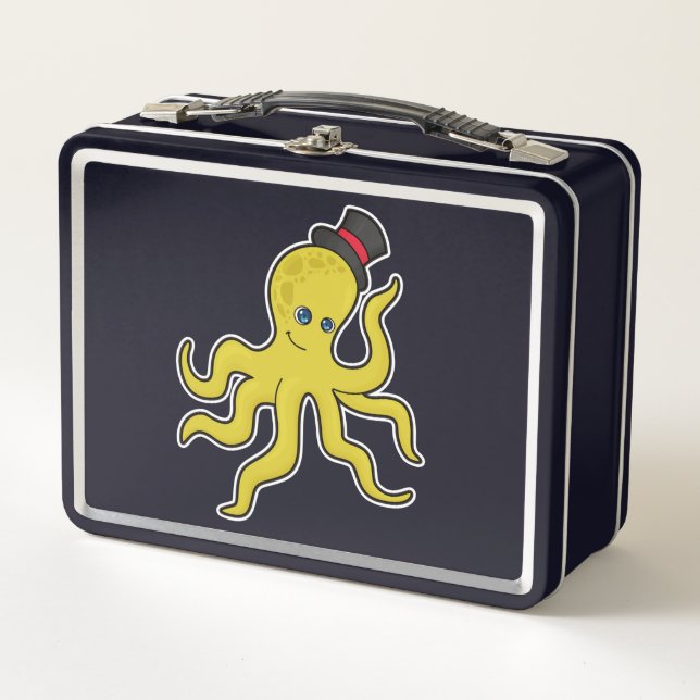 Octopus with Hat Metal Lunch Box (Front)