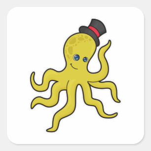 Octopus with Hat Square Sticker
