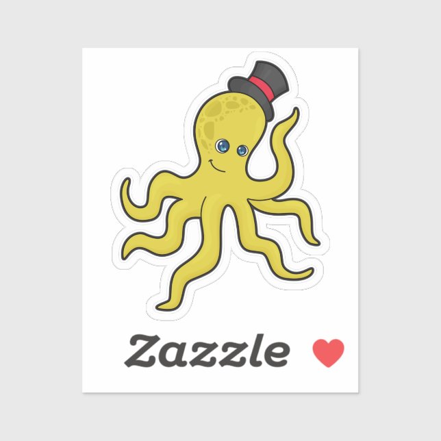 Octopus with Hat Sticker (Sheet)