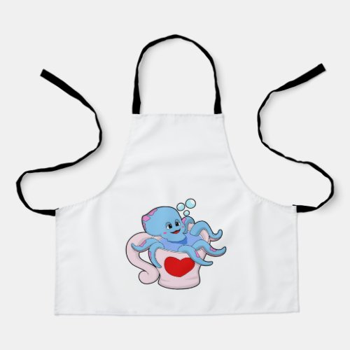 Octopus with Heart CupPNG Apron