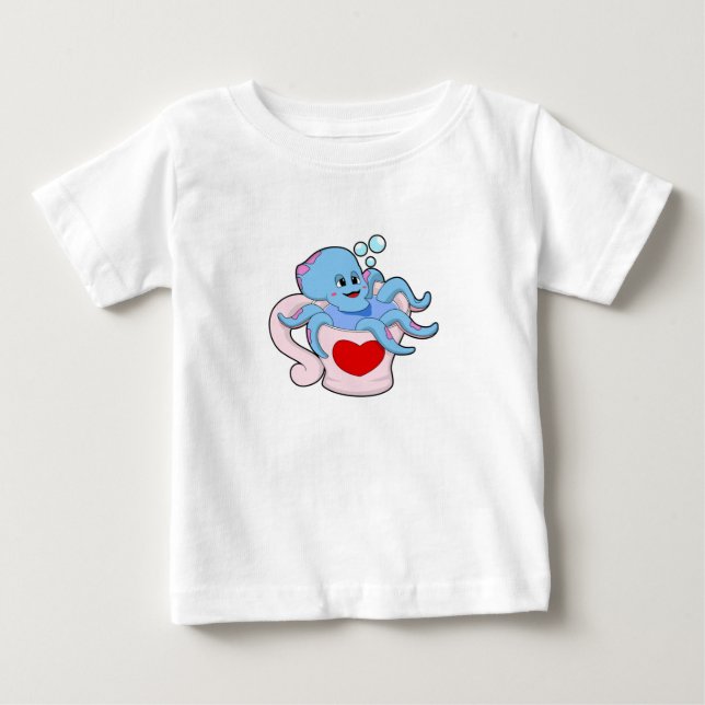 Octopus with Heart Cup.PNG Baby T-Shirt (Front)