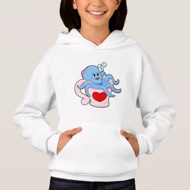 Octopus with Heart Cup.PNG Hoodie (Front)