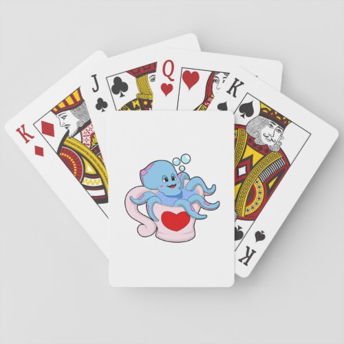 Octopus with Heart CupPNG Playing Cards