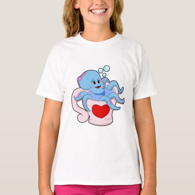 Octopus with Heart Cup.PNG T-Shirt (Front)
