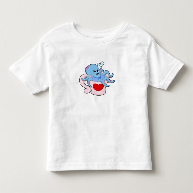 Octopus with Heart Cup.PNG Toddler T-shirt (Front)