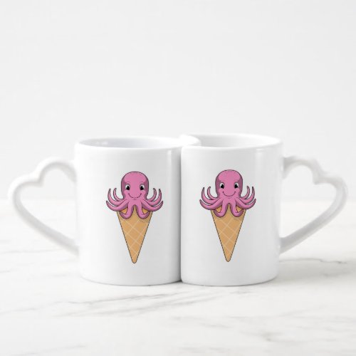 Octopus with Ice cream cone Coffee Mug Set
