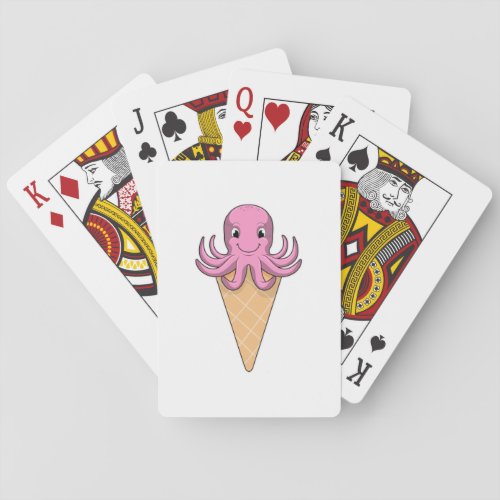 Octopus with Ice cream cone Playing Cards