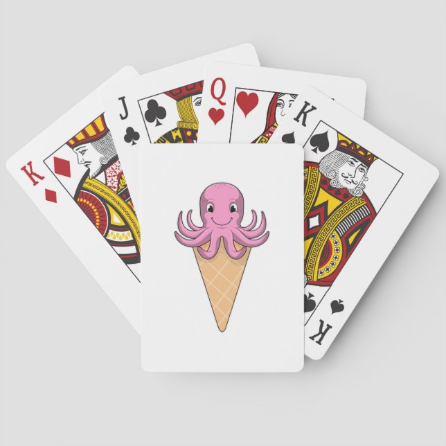 Octopus with Ice cream cone Poker Cards (Back)