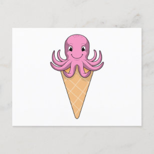 Octopus with Ice cream cone Postcard