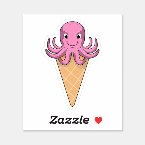 Octopus with Ice cream cone Sticker
