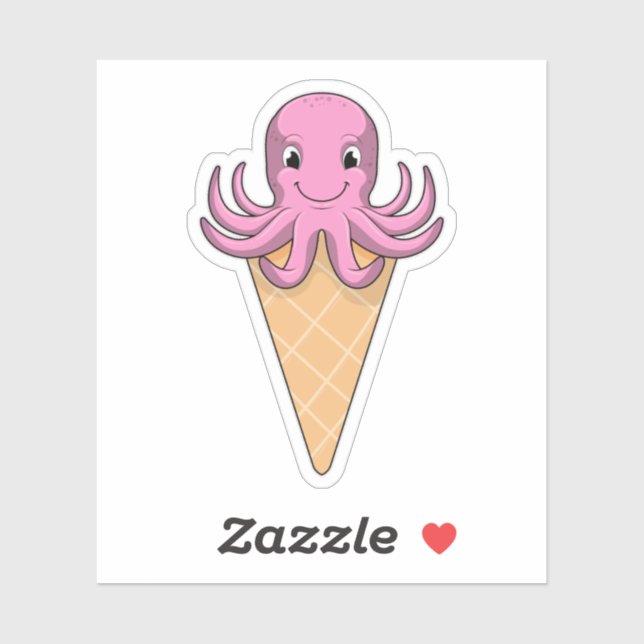 Octopus with Ice cream cone Sticker (Sheet)