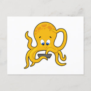 Octopus with Laptop Postcard
