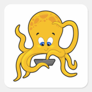 Octopus with Laptop Square Sticker