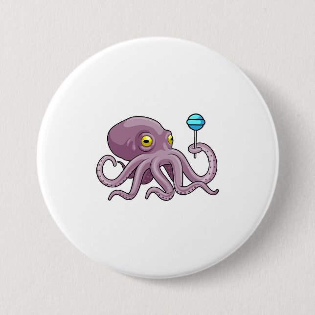 Octopus with Lollipop Button (Front)