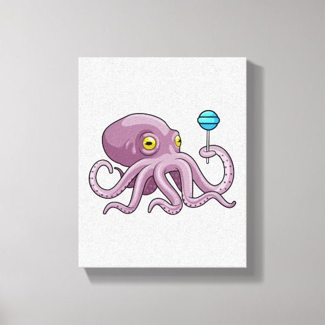 Octopus with Lollipop Canvas Print (Front)