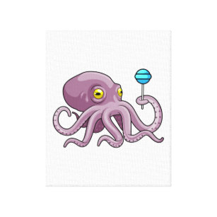Octopus with Lollipop Canvas Print
