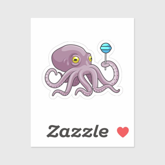 Octopus with Lollipop Sticker (Sheet)