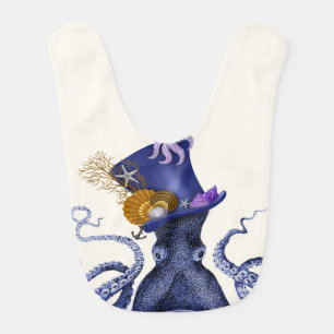 Octopus with Nautical Hat Baby Bib