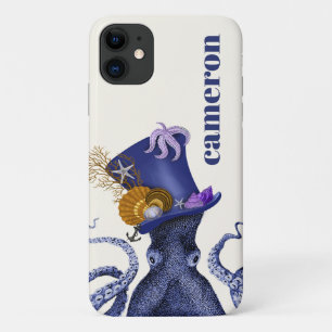 Octopus with Nautical Hat iPhone 11 Case