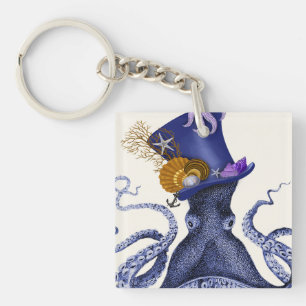Octopus with Nautical Hat Keychain