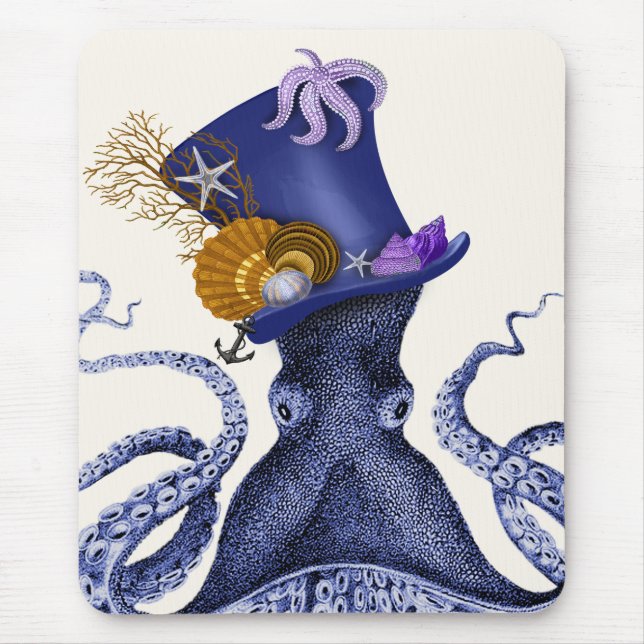Octopus with Nautical Hat Mouse Pad (Front)