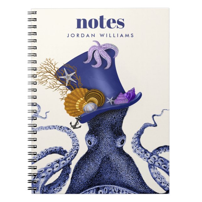 Octopus with Nautical Hat Notebook (Front)