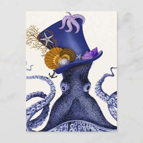 Octopus with Nautical Hat Postcard