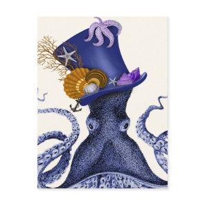 Octopus with Nautical Hat Postcard