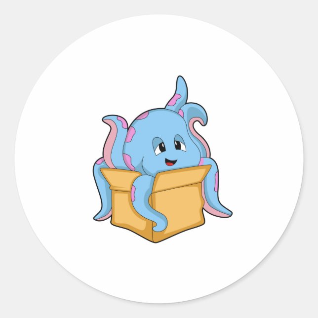 Octopus with Packet.PNG Classic Round Sticker (Front)