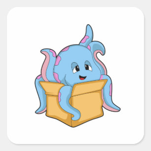 Octopus with Packet.PNG Square Sticker