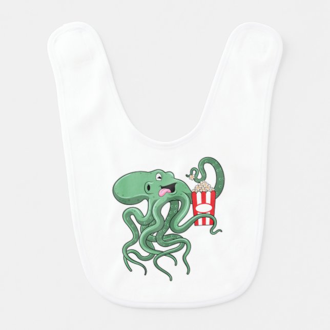 Octopus with Popcorn Baby Bib (Front)