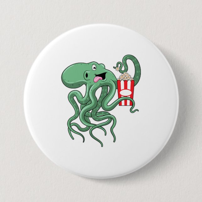 Octopus with Popcorn Button (Front)