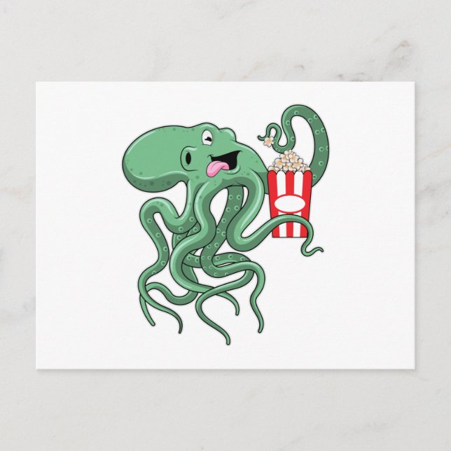 Octopus with Popcorn Postcard (Front)