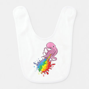Octopus with Rainbow Baby Bib