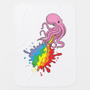 Octopus with Rainbow Baby Blanket