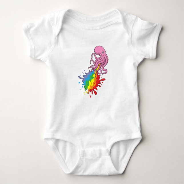 Octopus with Rainbow Baby Bodysuit (Front)